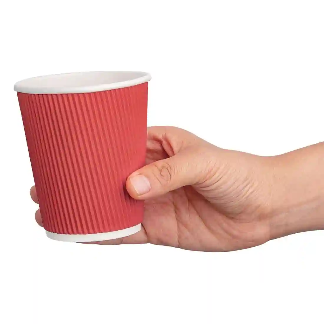 Fiesta Recyclable Coffee Cups Ripple Wall Red 225ml / 8oz (Pack of 500) - Image 3