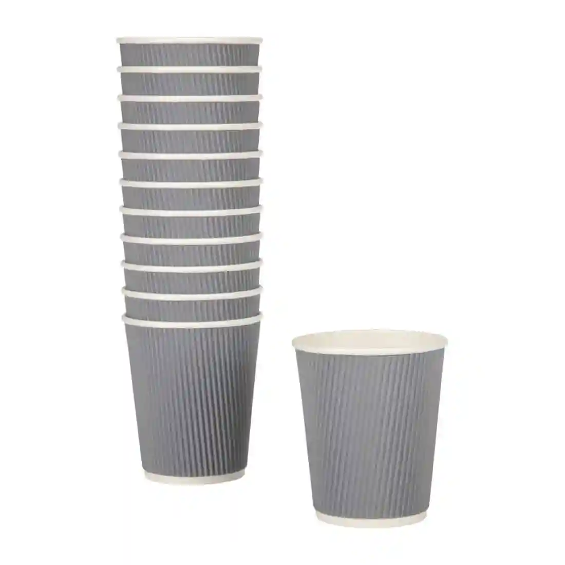 Fiesta Recyclable Coffee Cups Ripple Wall Charcoal 225ml / 8oz (Pack of 25) - Image 2