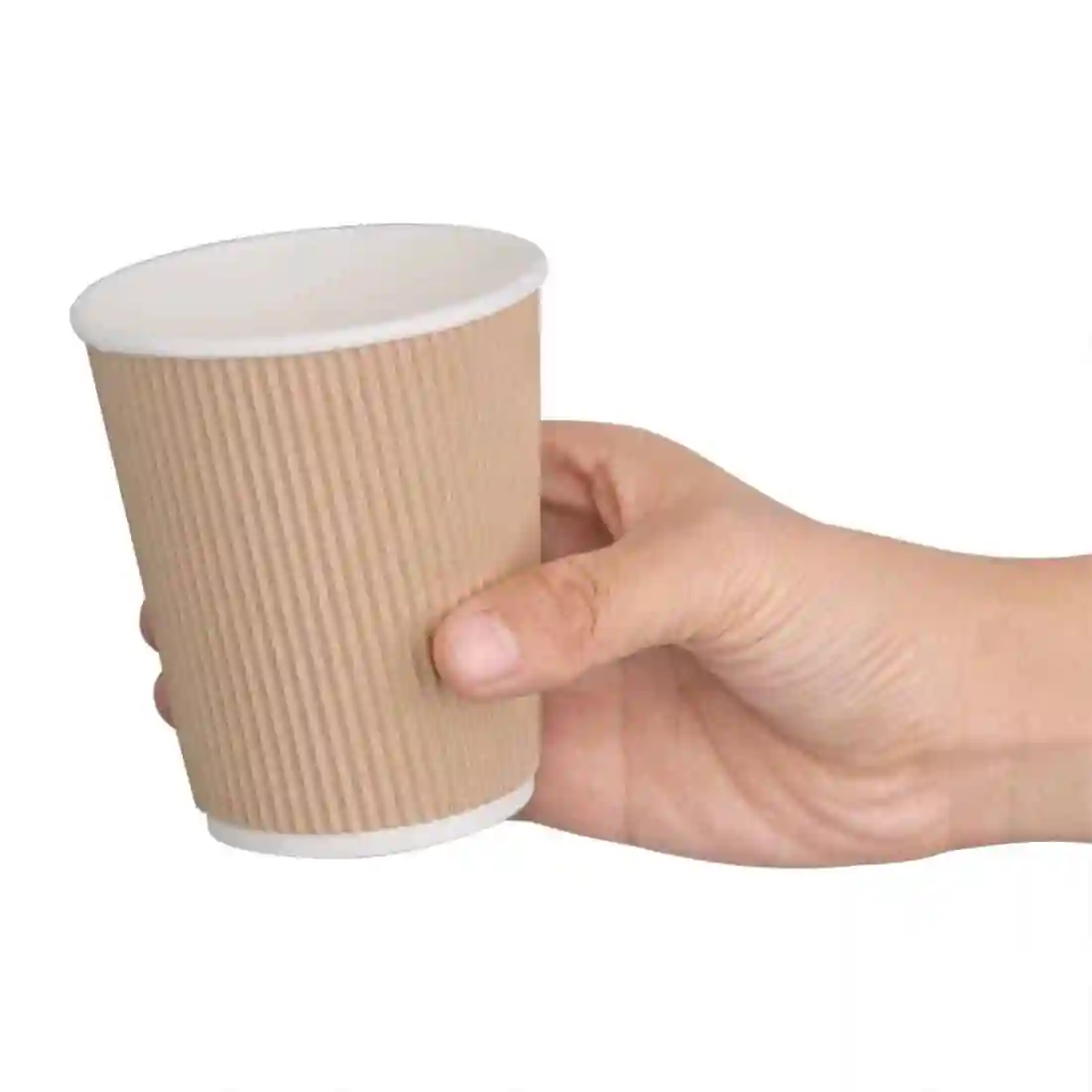 Fiesta Recyclable Coffee Cups Ripple Wall Kraft 225ml / 8oz (Pack of 25) - Image 4