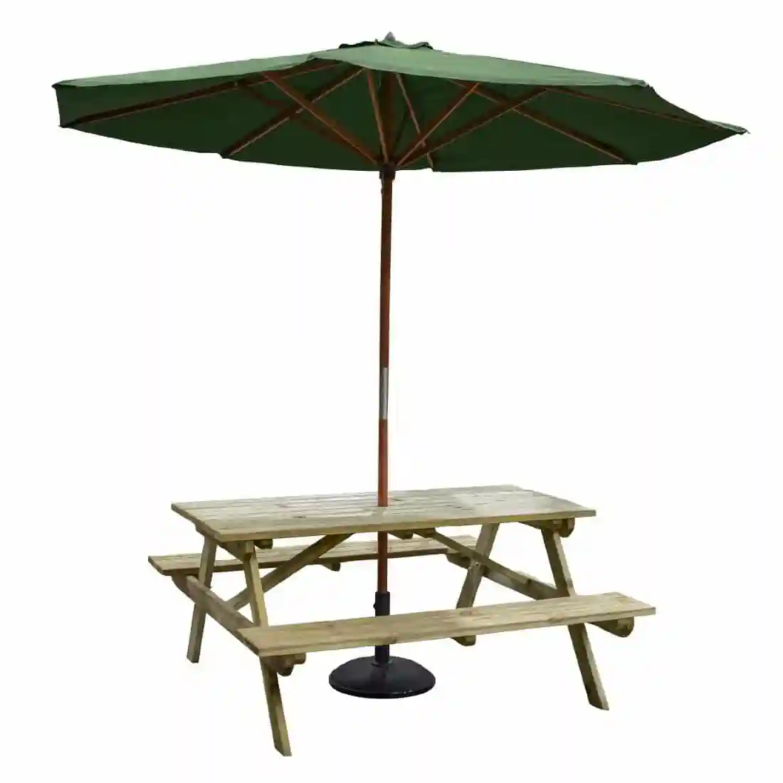 Rowlinson Willington Wooden Parasol Green 2.7m with Base 15kg - Image 2