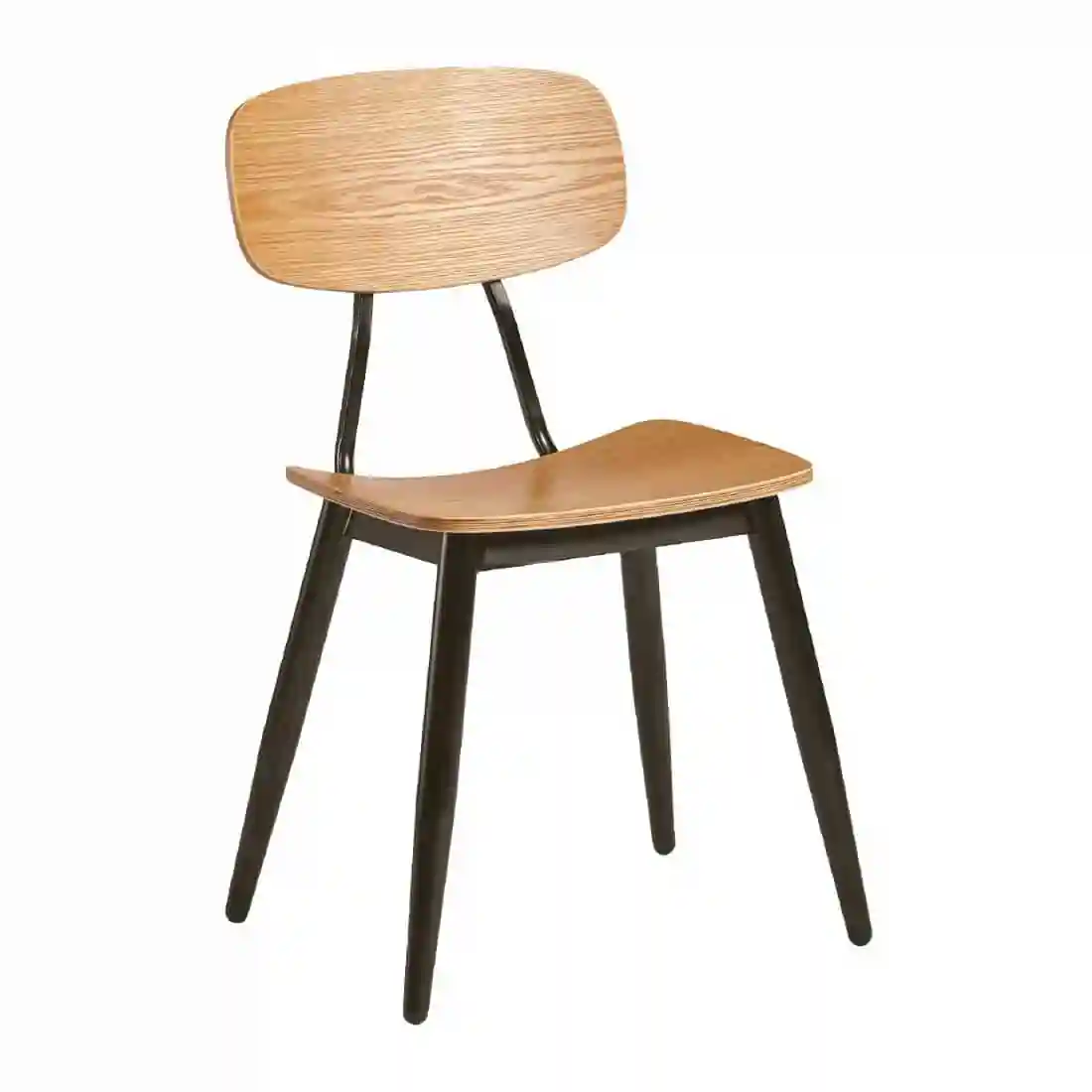 Juna Side Chair Ply Oak & Black Steel (Pack of 2) - Image 1