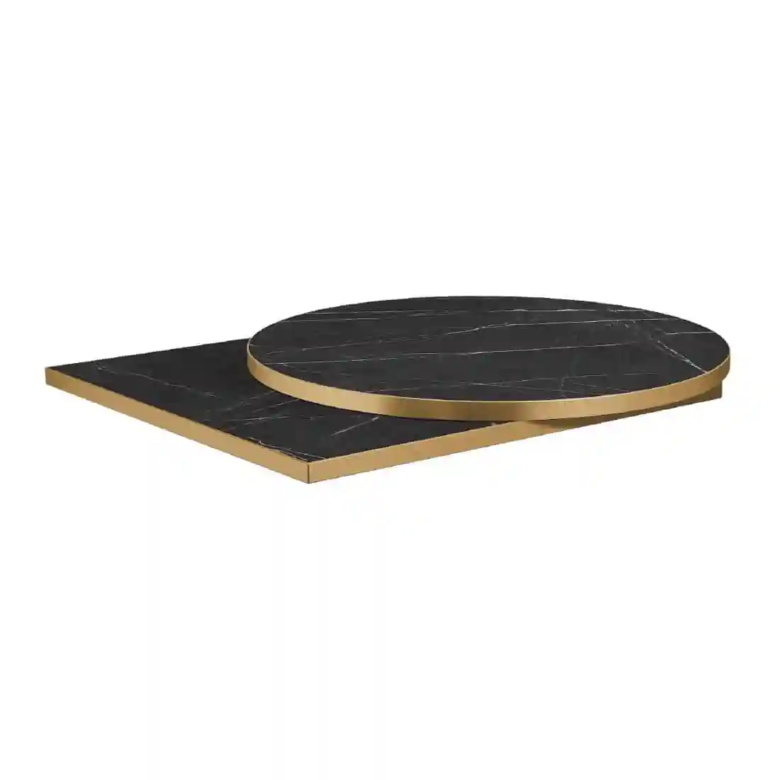 Omega Round Laminate Table Top Black Marble 700mm - Image 2
