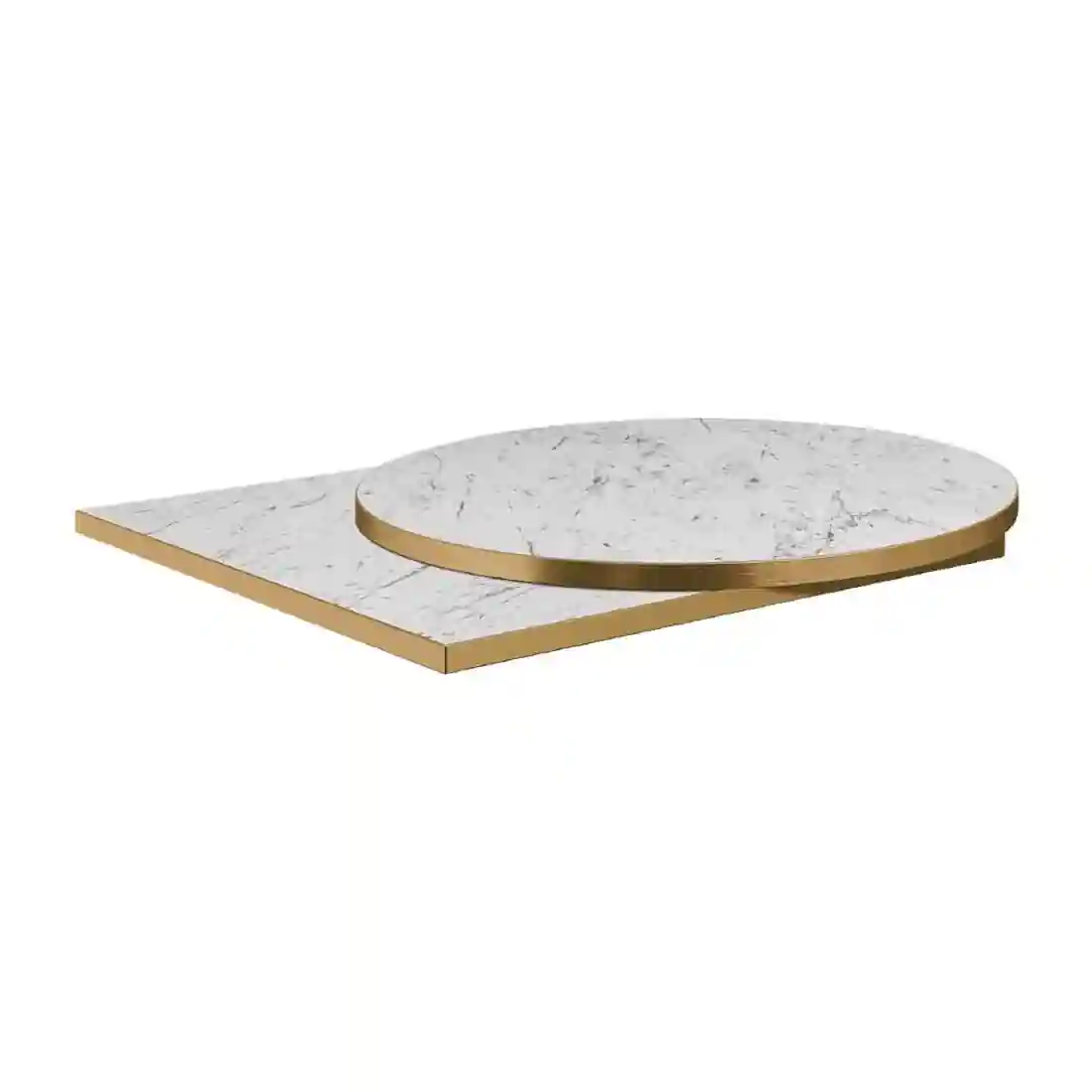 Omega Round Laminate Table Top White Carrara Marble 700mm - Image 1