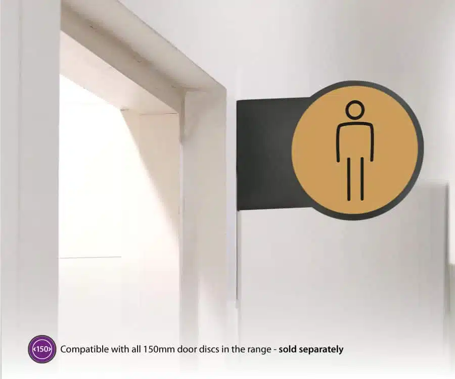 Projecting door sign, with 2 sides. Useful for toilet signs, room signs and meeting room signs