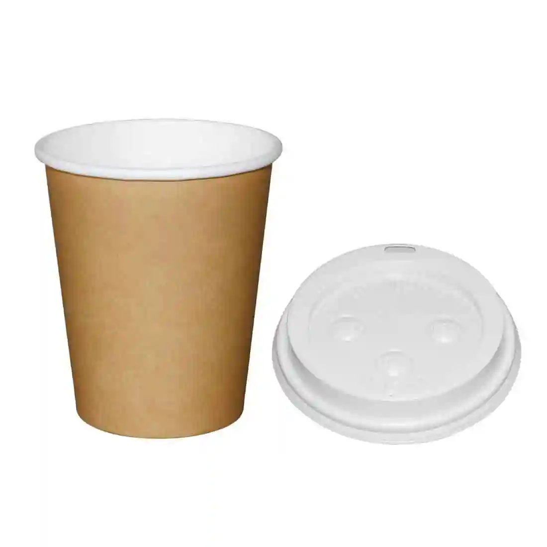Special Offer Fiesta Recyclable Brown 225ml Hot Cups and White Lids (Pack of 1000) - Image 1
