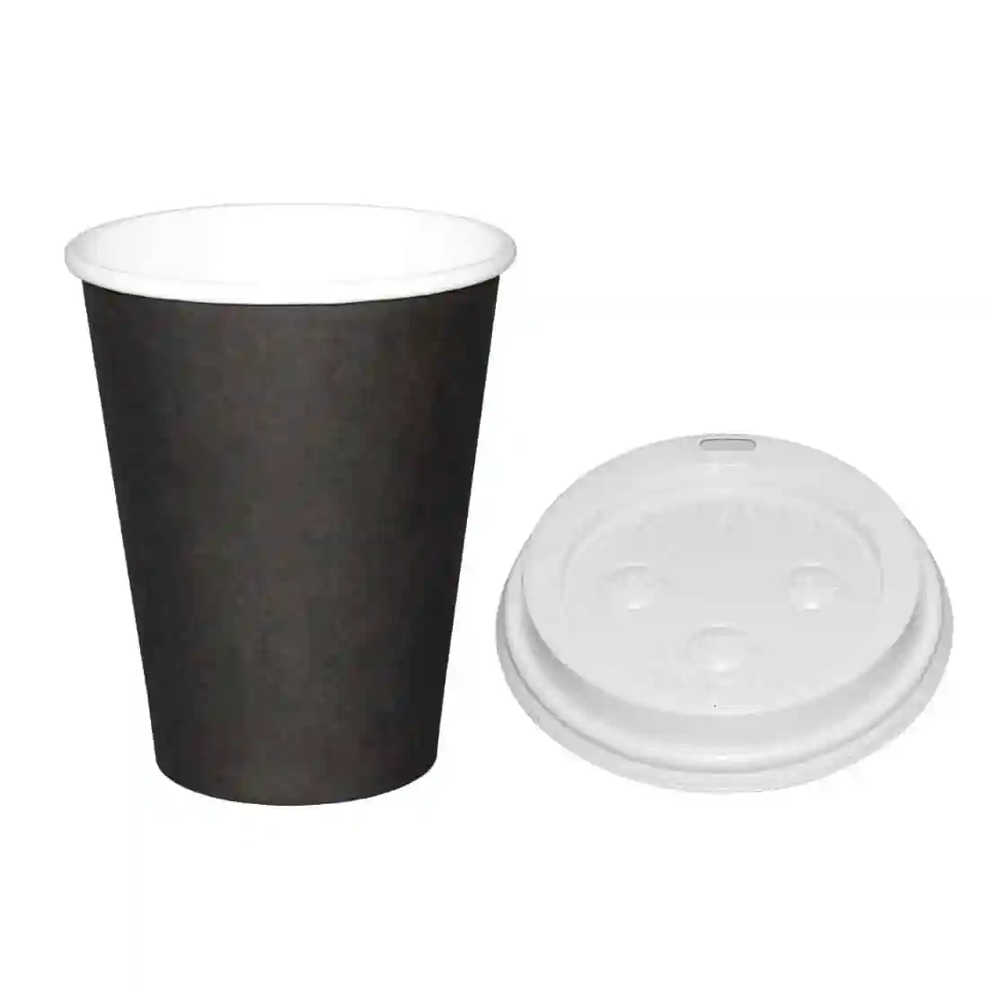 Special Offer Fiesta Recyclable Black 340ml Hot Cups and White Lids (Pack of 1000) - Image 1