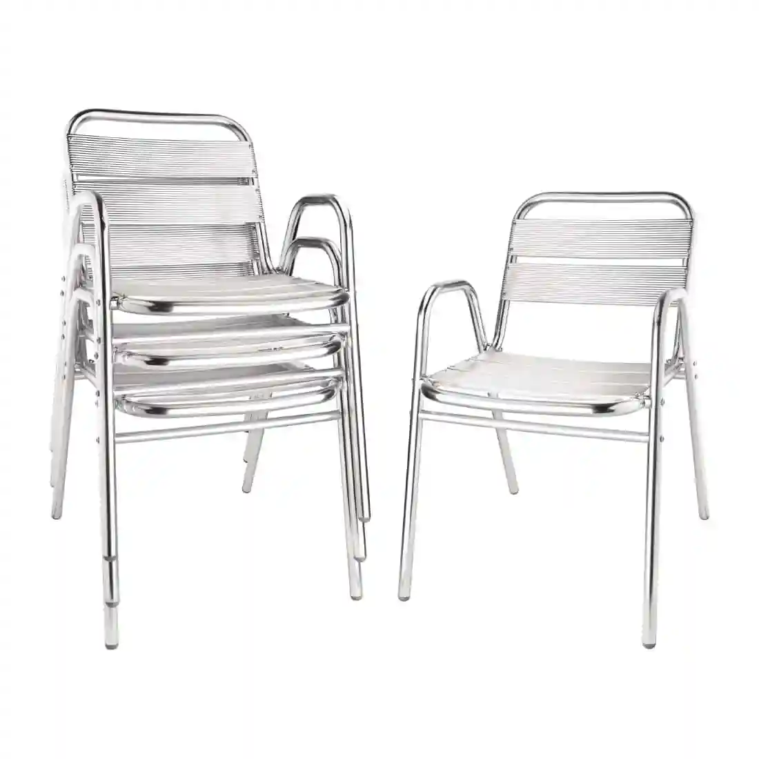 Bolero Aluminium Stacking Chairs Arched Arms (Pack of 4) - Image 5