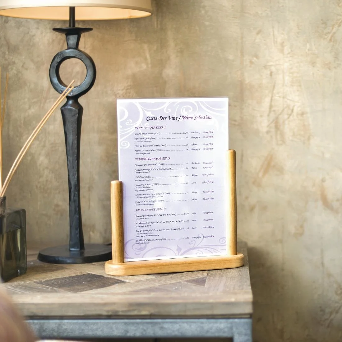 Securit Acrylic Menu Holder With Wooden Frame - Image 2