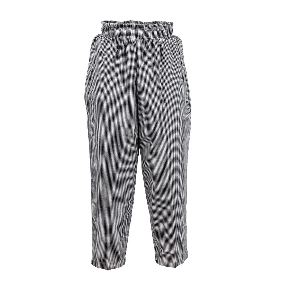 Chef Works Essential Baggy Pants Small Black Check - Image 1