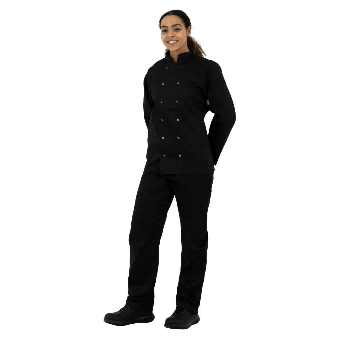 Whites Vegas Unisex Chef Jacket Long Sleeve Black - Image 3