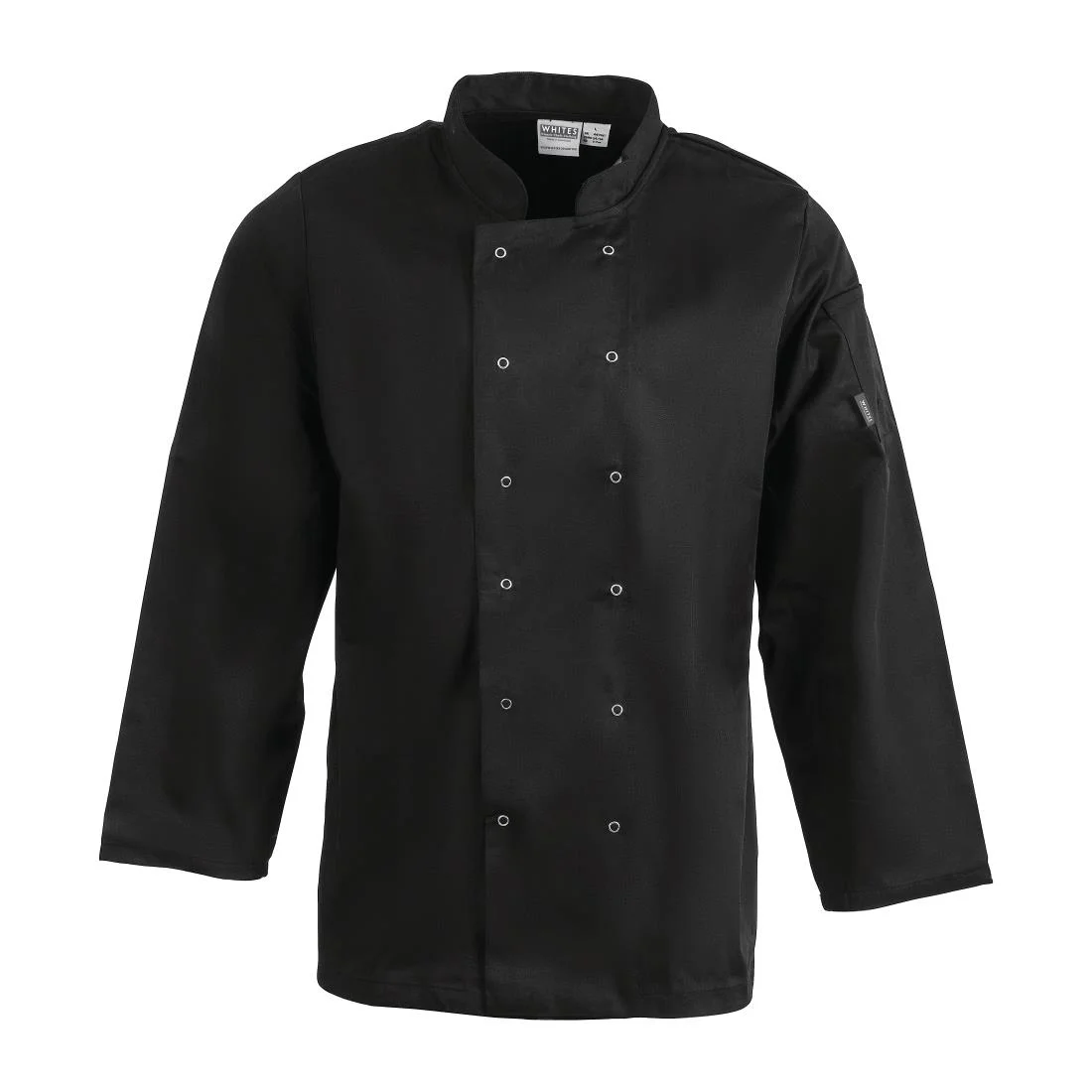 Whites Vegas Unisex Chef Jacket Long Sleeve Black - Image 1