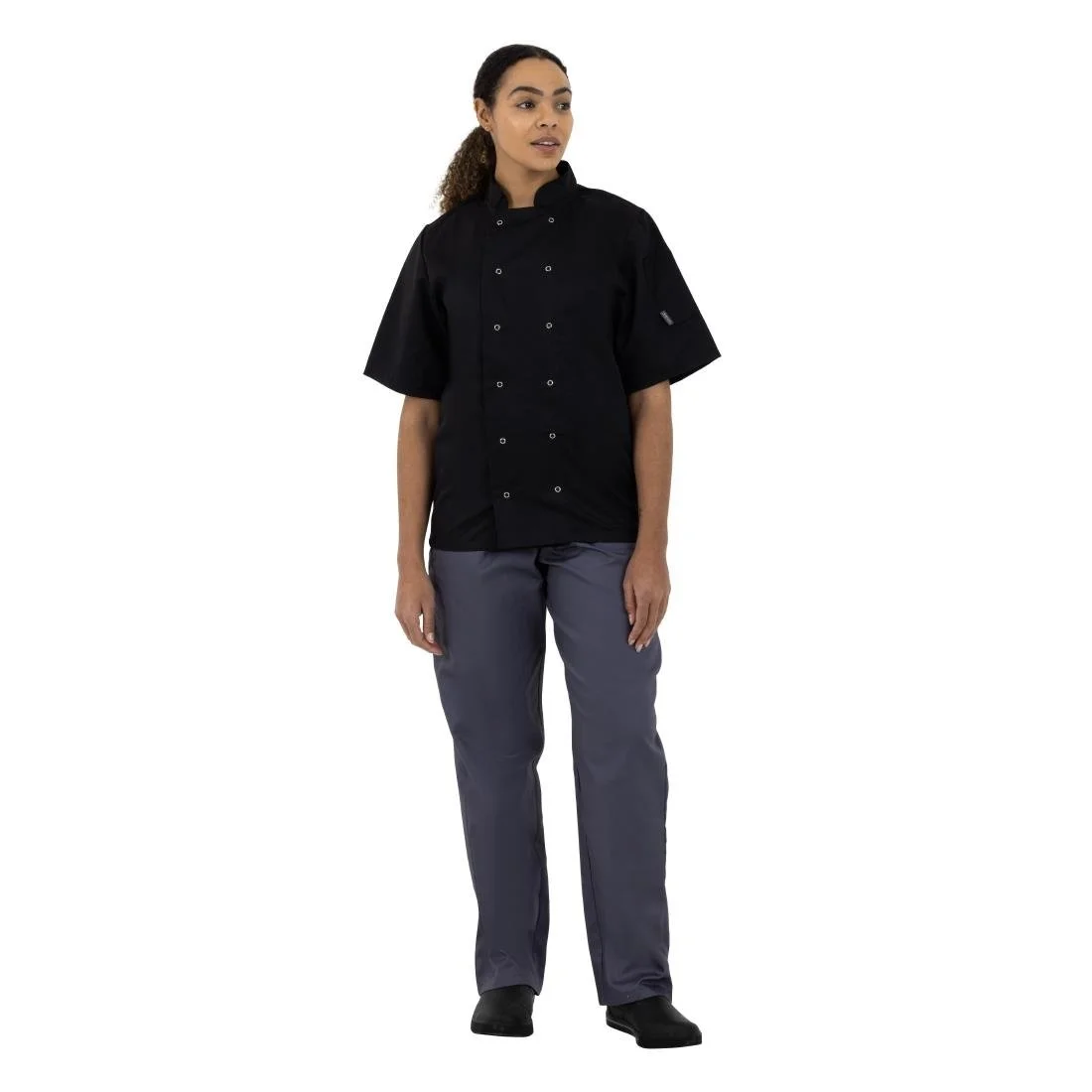 Whites Vegas Unisex Chef Jacket Short Sleeve Black - Image 5