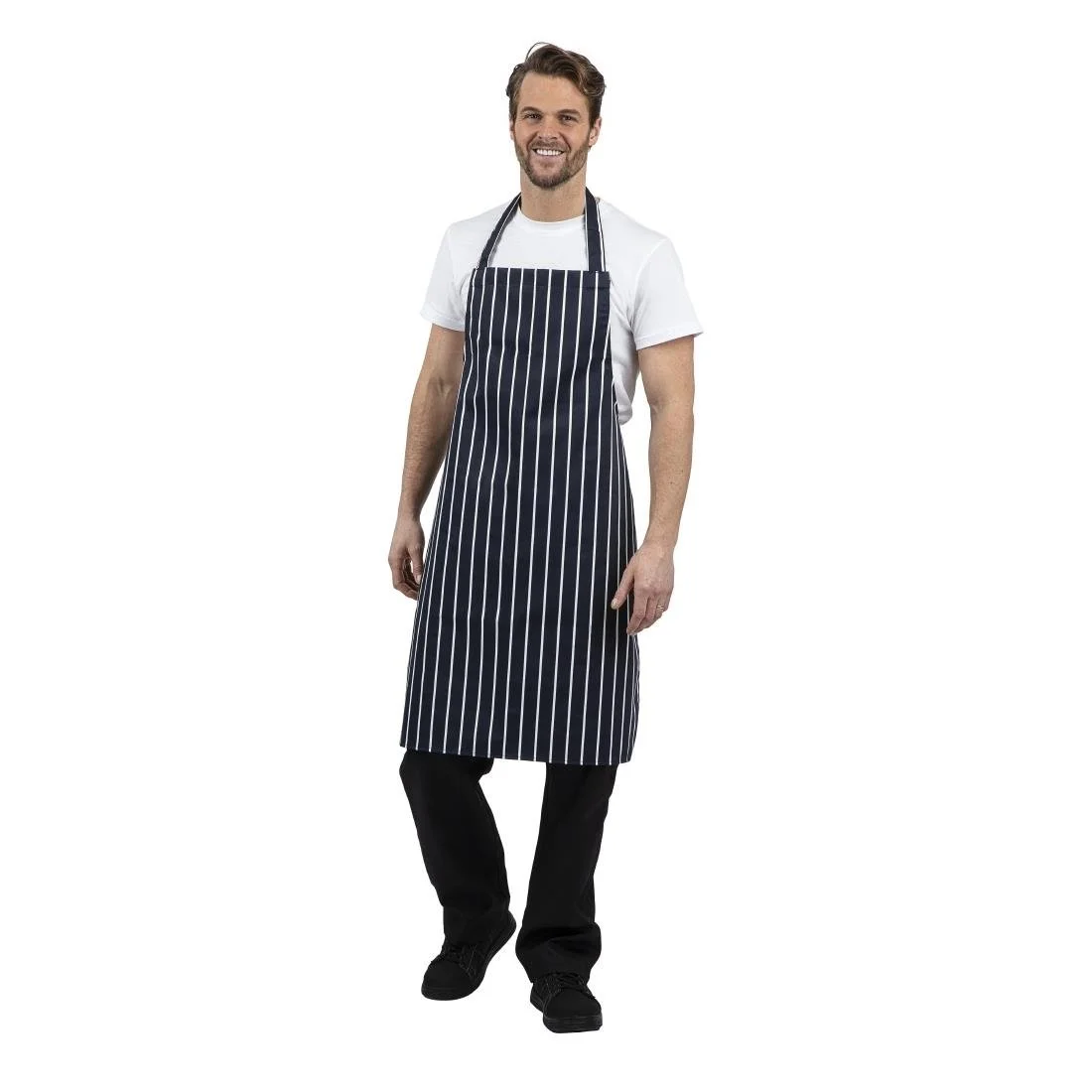 Whites Butchers Stripe Bib Aprons Blue/White (5 Pack) - Image 7