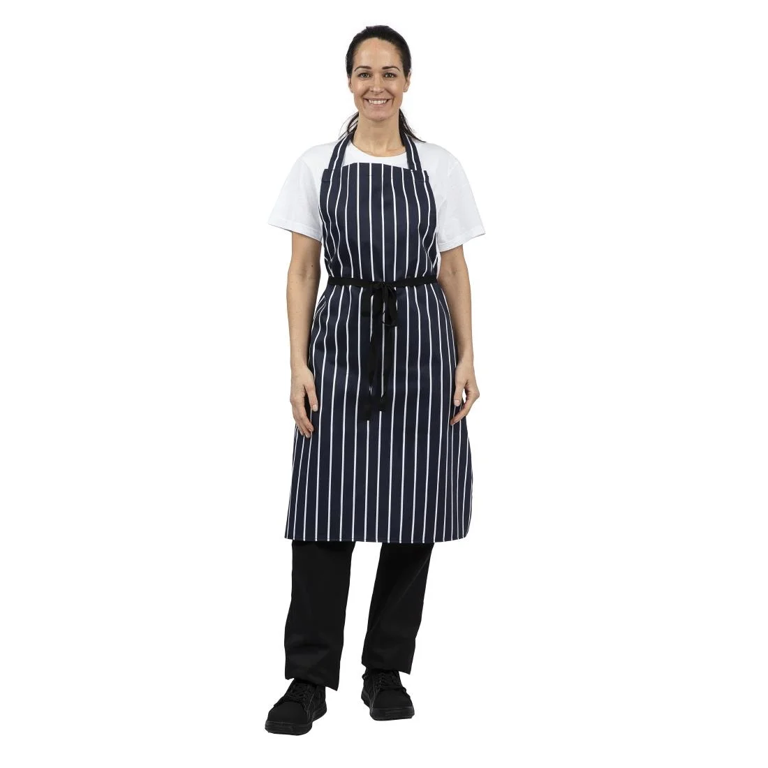 Whites Butchers Stripe Bib Aprons Blue/White (5 Pack) - Image 8