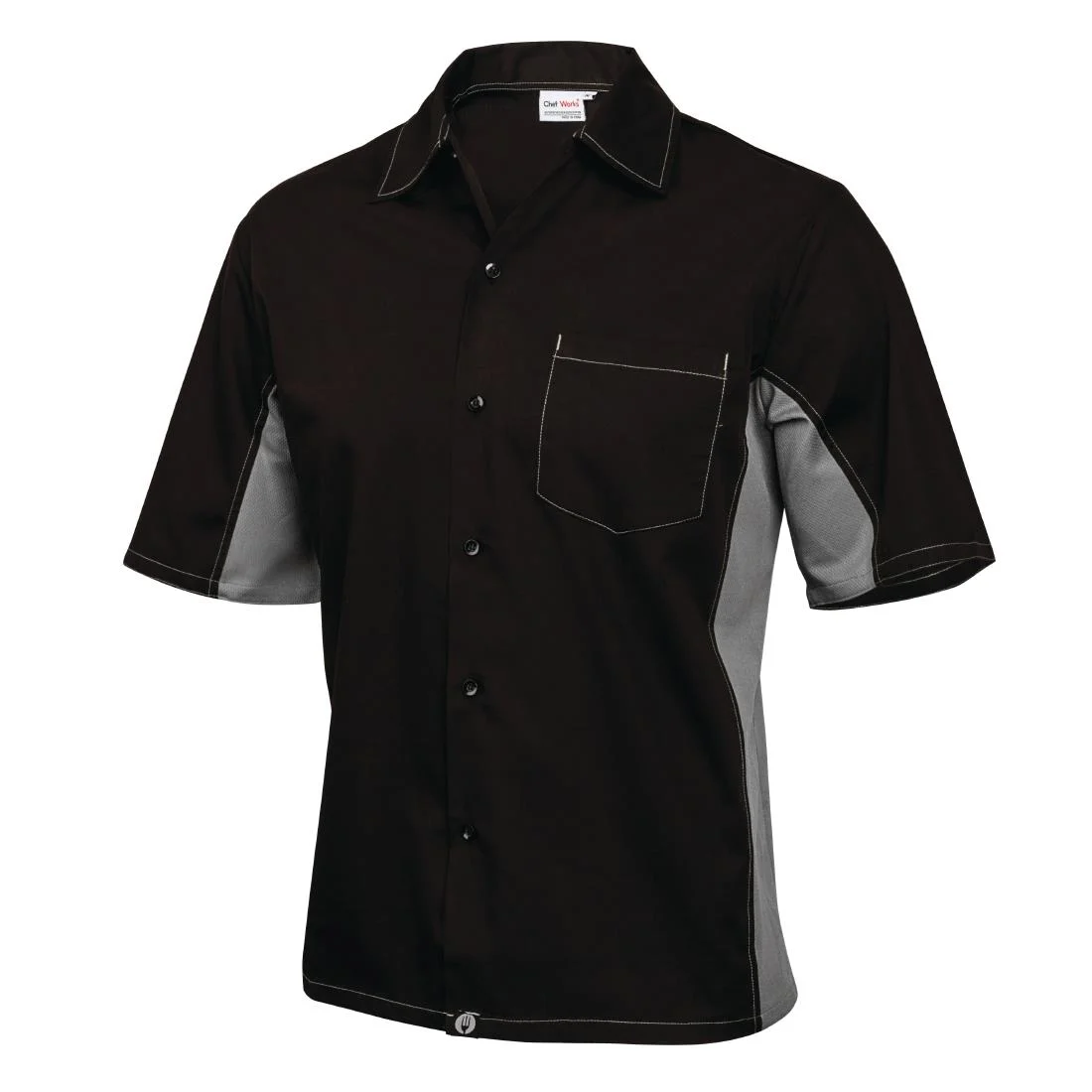 Chef Works Unisex Contrast Shirt Black and Grey 2XL