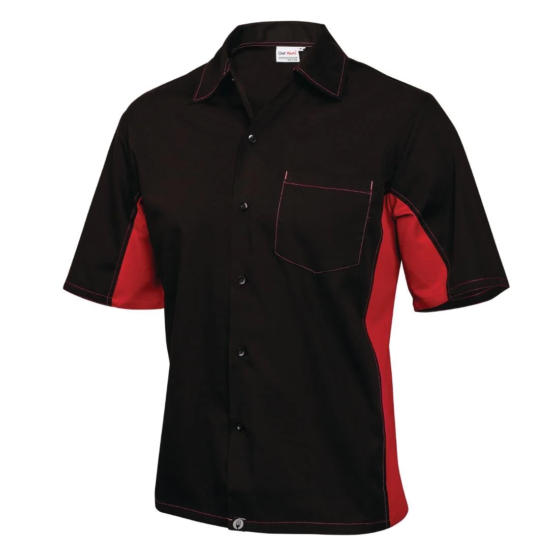 Colour by Chef Works Unisex Contrast Shirt Black and Red - Image 2