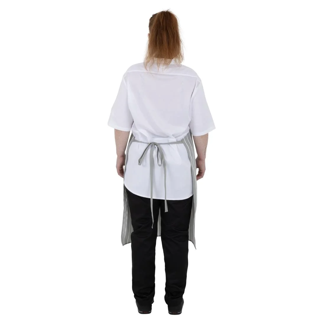 Whites Butchers Stripe Bib Apron Grey/White - Image 2
