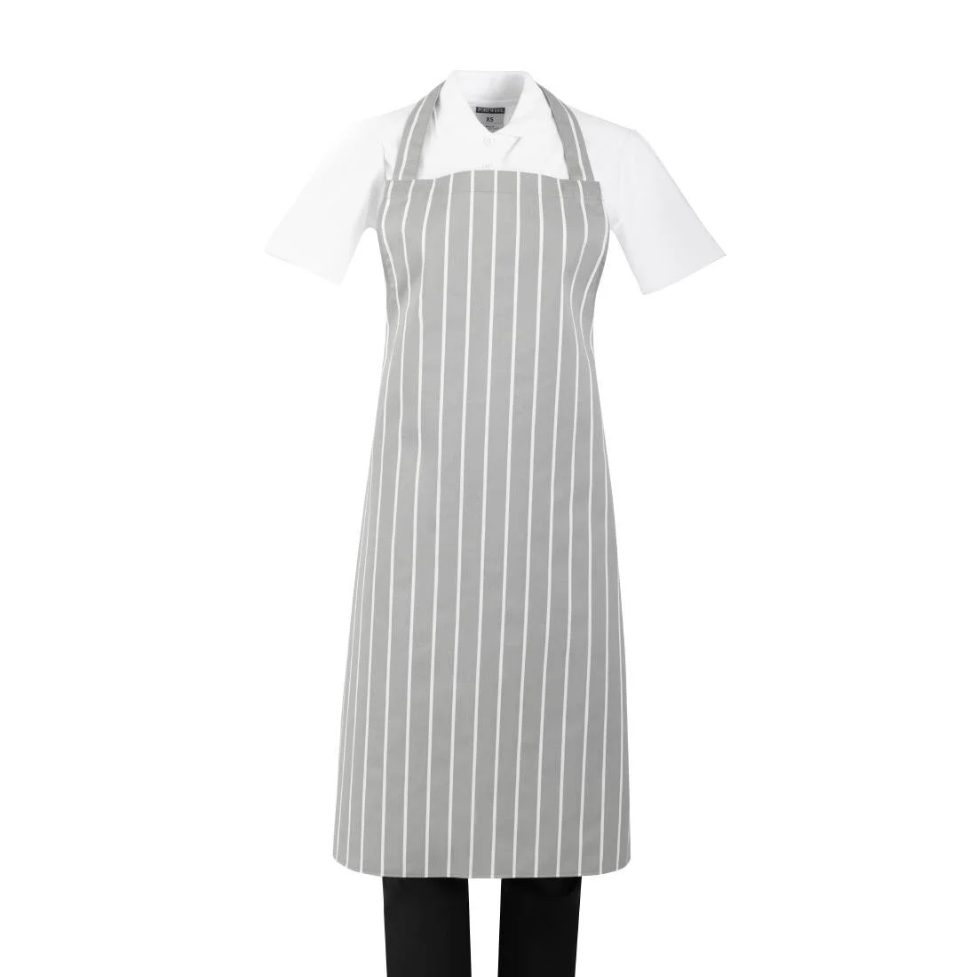Whites Butchers Stripe Bib Apron Grey/White - Image 1