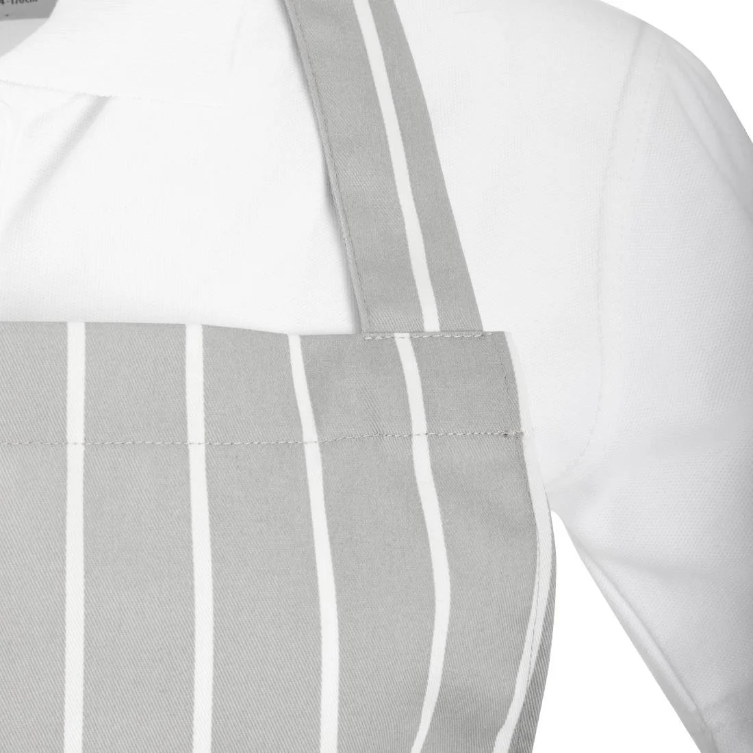 Whites Butchers Stripe Bib Apron Grey/White - Image 6