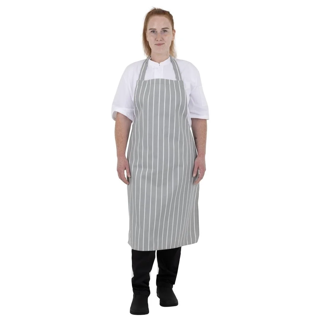 Whites Butchers Stripe Bib Apron Grey/White - Image 9