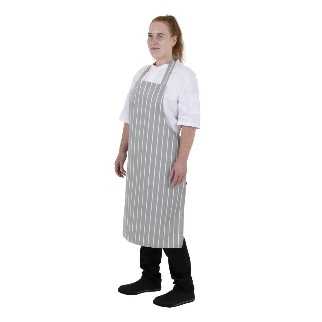Whites Butchers Stripe Bib Apron Grey/White - Image 11