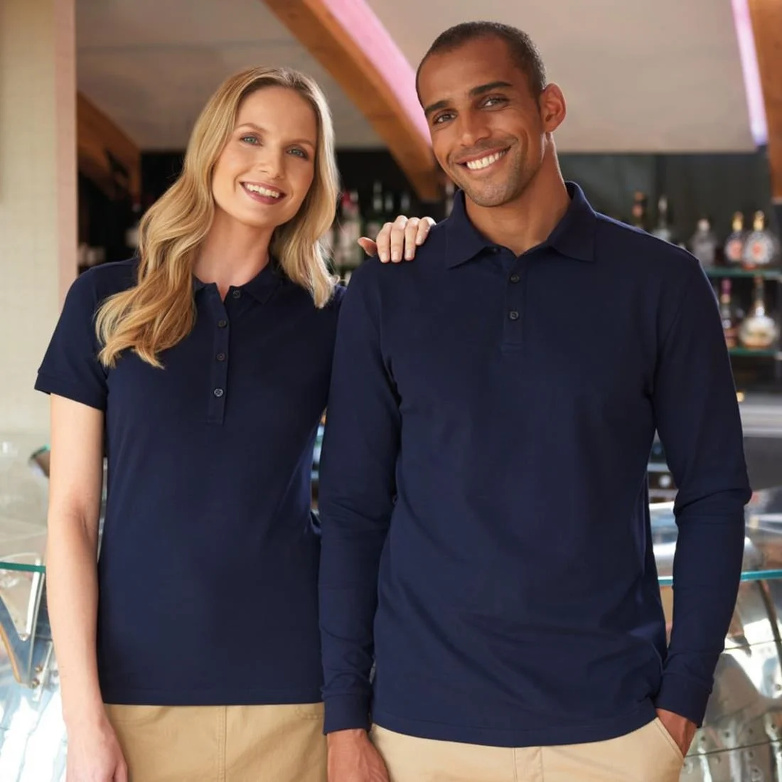 Brook Taverner Frederick Men's Navy Long Sleeve Polo - Image 2