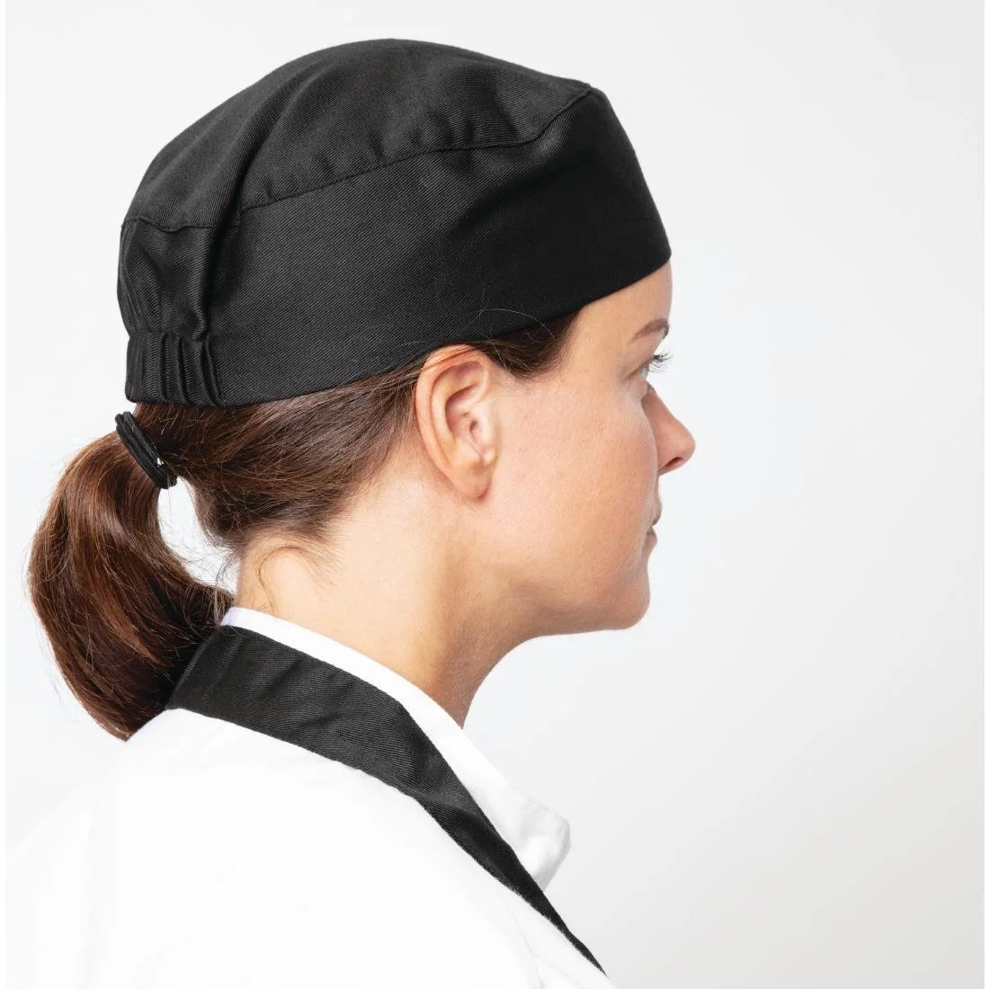 Nisbets Essentials Chef Skull Caps Black (2 pack) - Image 3