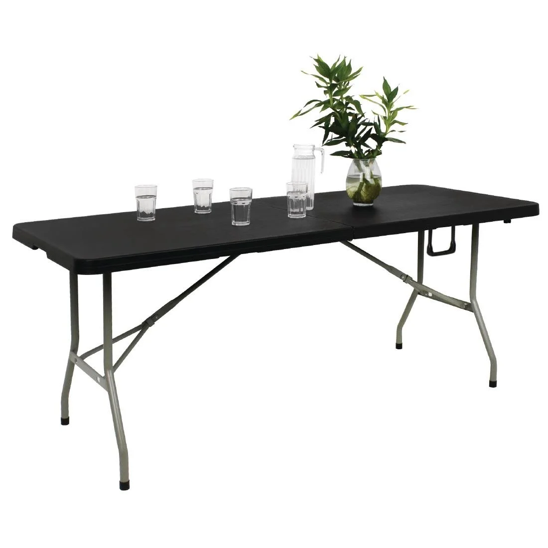 Bolero Rectangular Centre Folding Table 6ft Black - Image 6