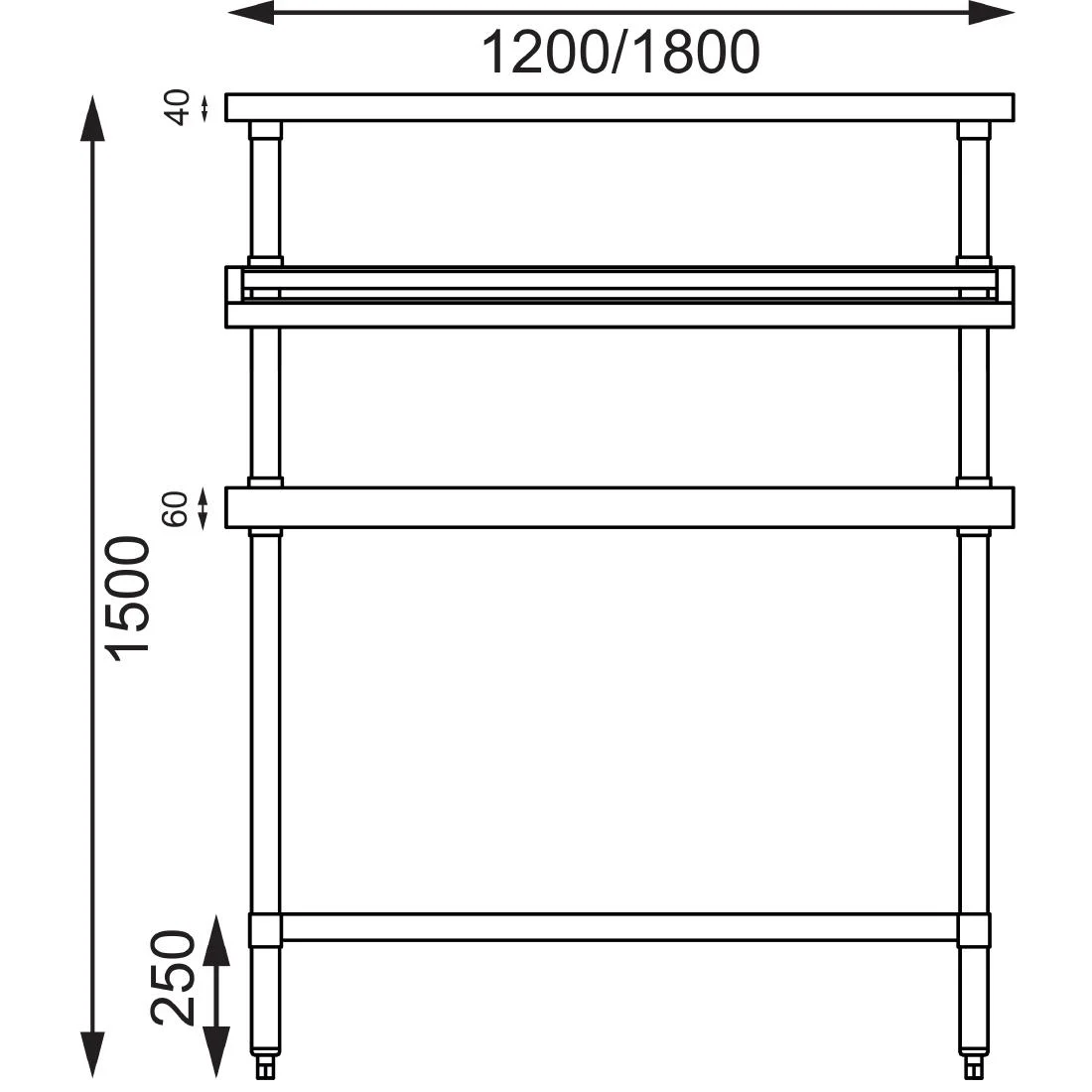 Vogue Stainless Steel Prep Station with Gantry Large