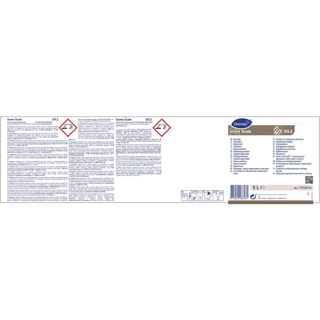 Suma Scale D5.2 Limescale Descaler 5 Litre (Pack of 2)
