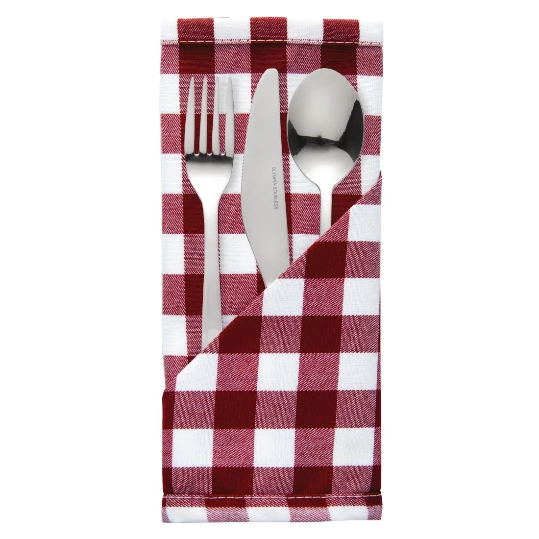 Gingham Polyester Napkins Red Check (10 Pack) - Image 1