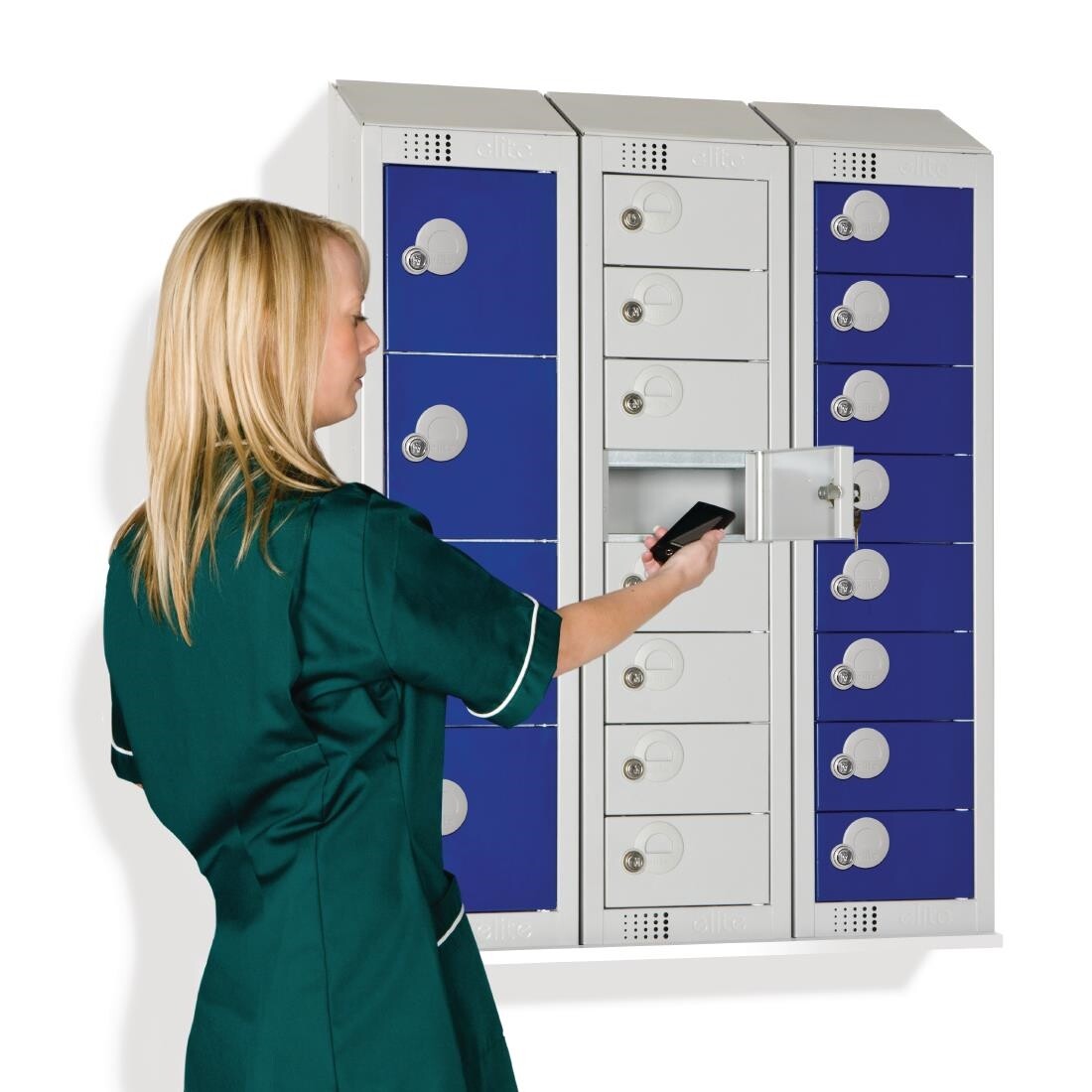 Elite Personal Effects Locker 4 Door Blue Camlock