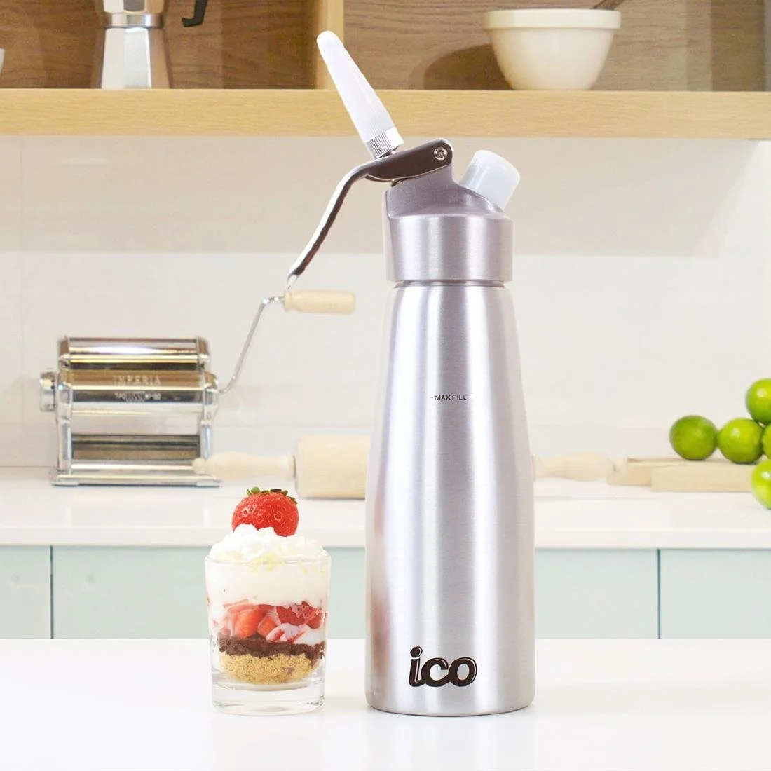ICO Aluminium Whipped Cream Dispenser Silver 500ml - Image 5