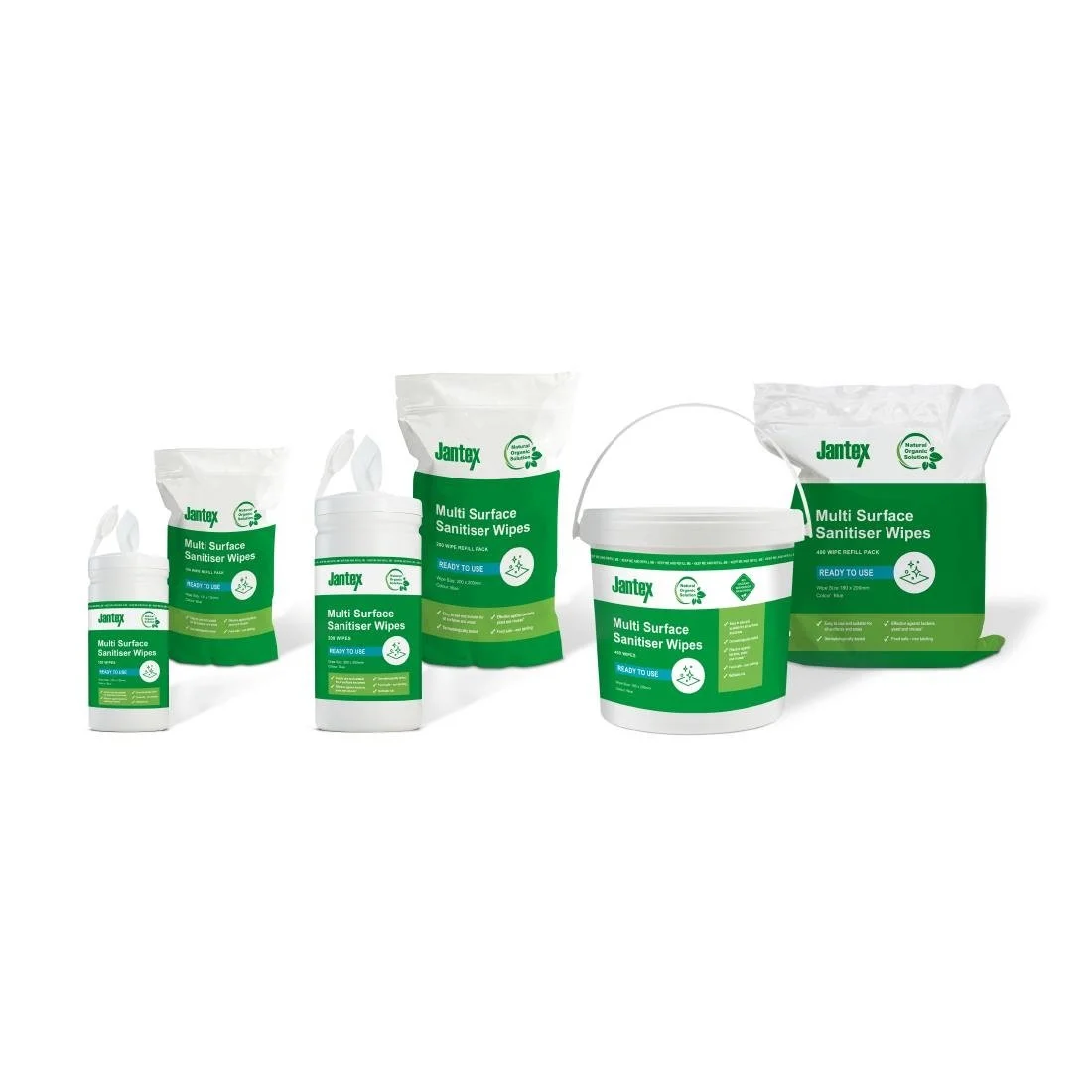 Jantex Green Probe Sanitiser Wipes Starter Tub 130mm (100 Pack) - Image 2