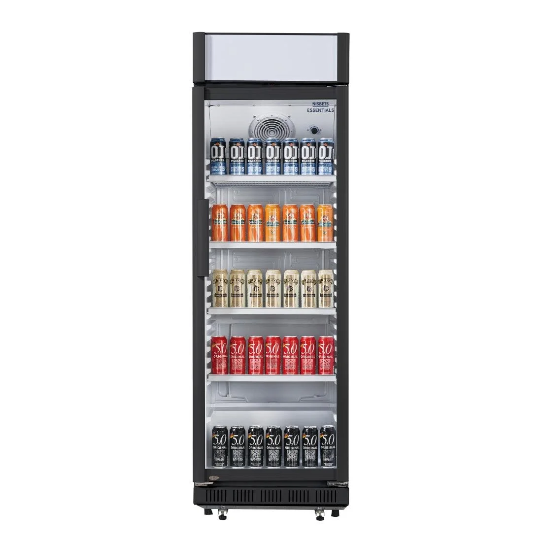 Nisbets Essentials Upright Display Cooler Black with Light Box - 354Ltr - Image 6