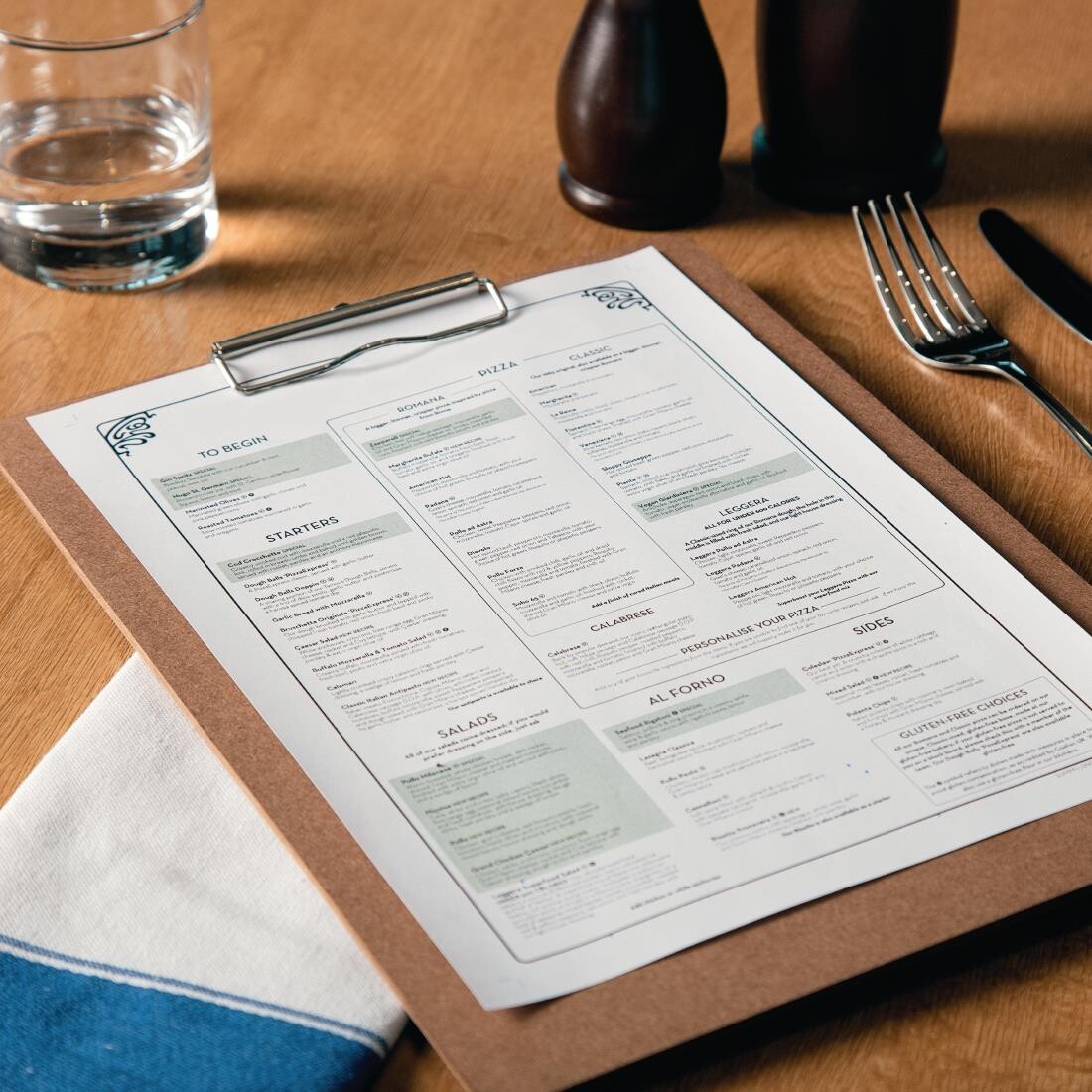 Wooden Menu Presentation Clipboard A4