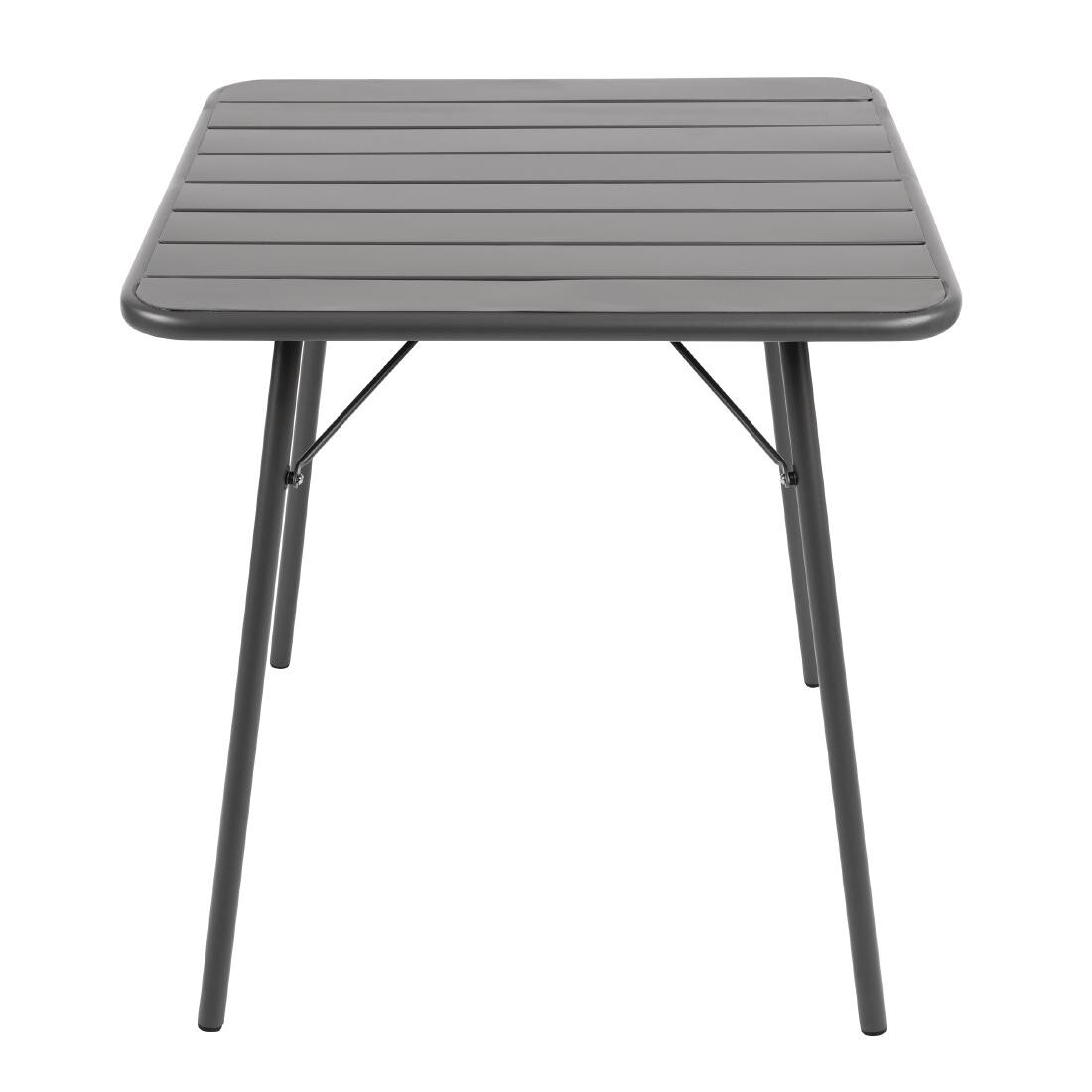 Bolero Slatted Square Steel Table Grey 700mm