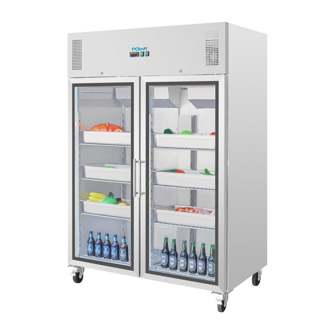 Polar Upright Double Glass Door Gastro Refrigerator 1200Ltr