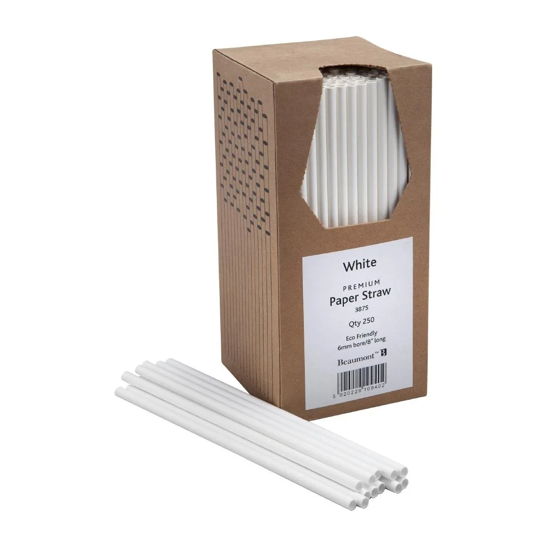 Beaumont 6mm Bore Paper Straw White (Pack 250) - Image 1
