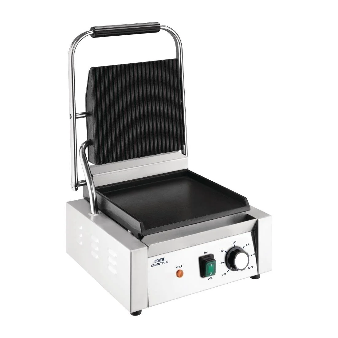 Nisbets Essentials Single Cast Iron Plate Contact Grill (Ribbed/Flat) - 1.8kW - Image 8