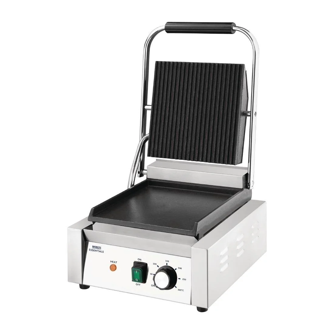Nisbets Essentials Single Cast Iron Plate Contact Grill (Ribbed/Flat) - 1.8kW - Image 9