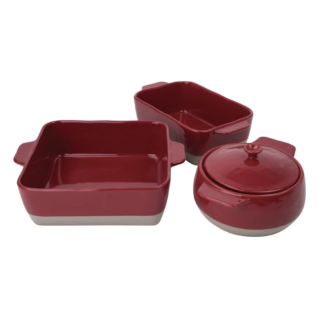Olympia Red And Taupe Ceramic Roasting Dish ½GN