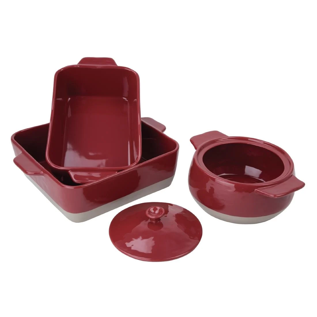 Olympia Red And Taupe Ceramic Roasting Dish ½GN