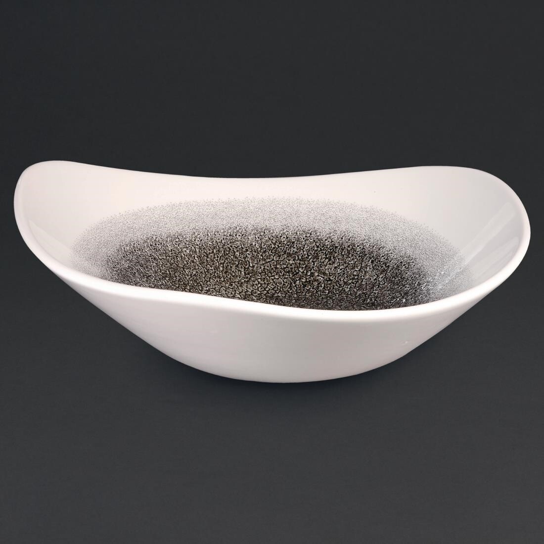 Churchill Studio Prints Raku Trace Triangular Bowl Quartz Black 235mm