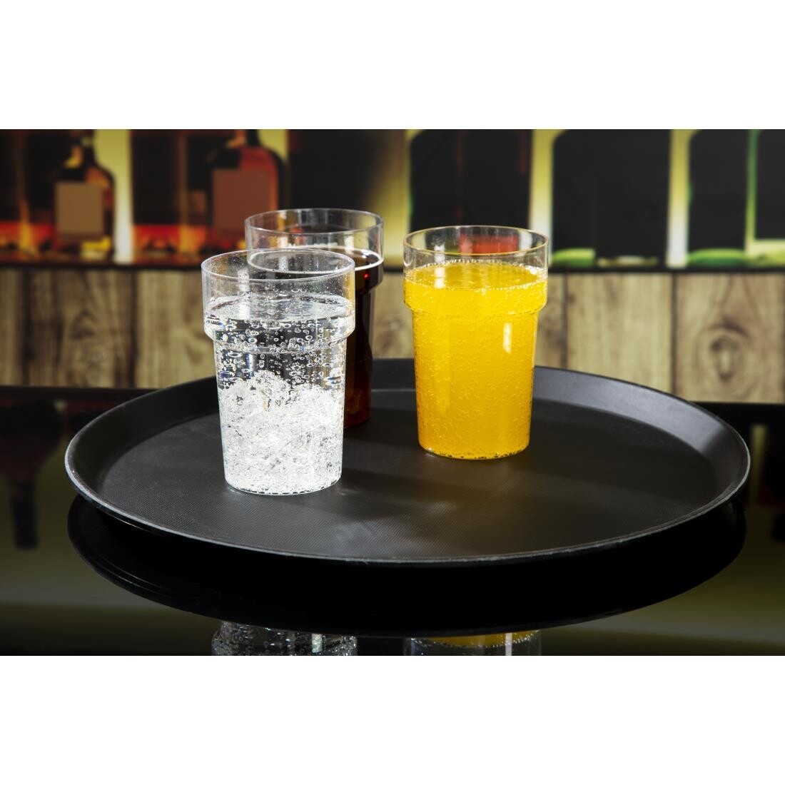 Cambro Fibreglass Round Non-Skid Tray Black 16in