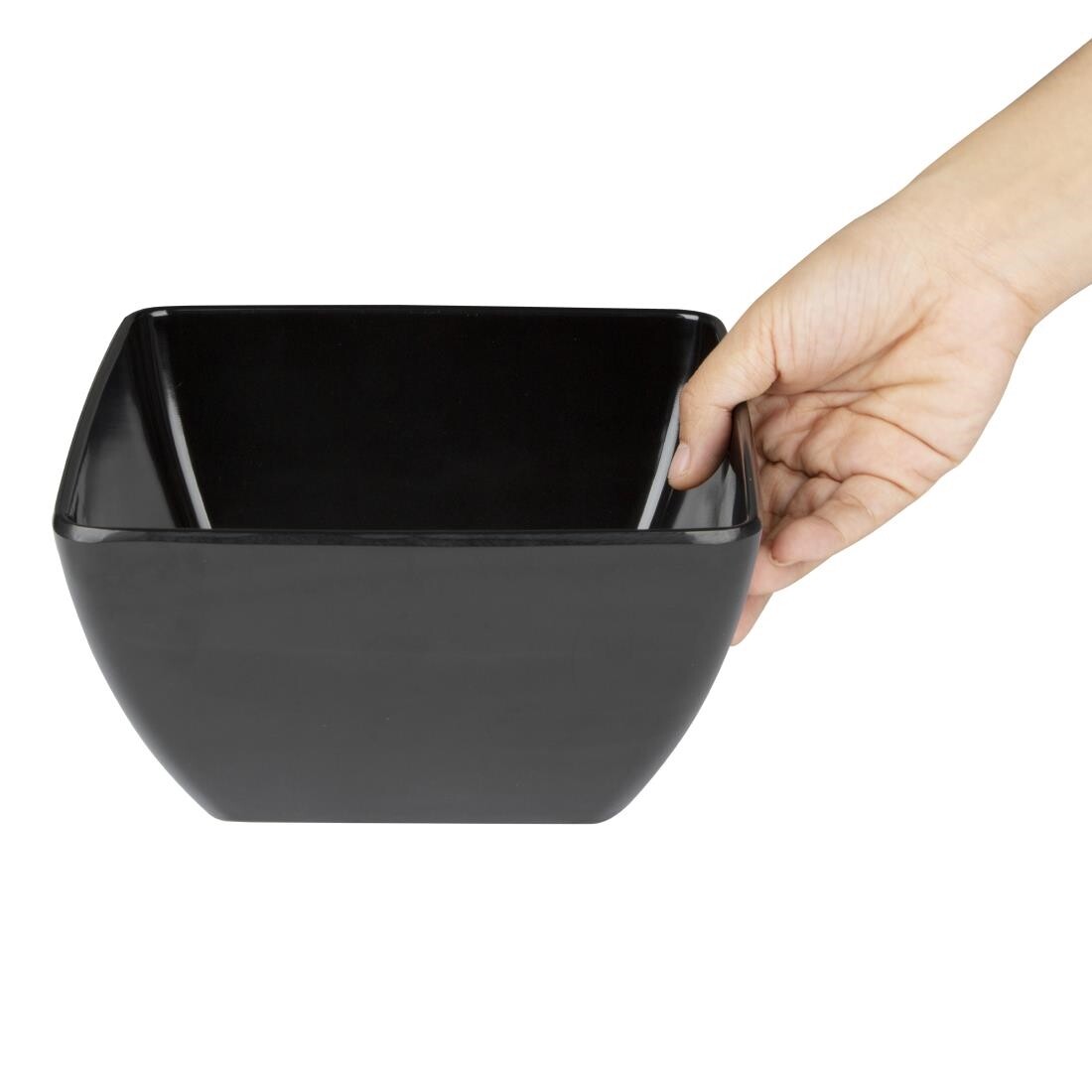 Curved Black Melamine Bowl 8in