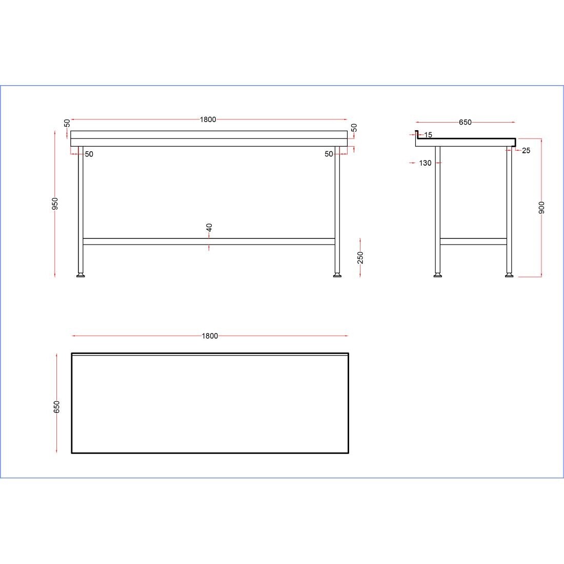Holmes Stainless Steel Centre Table 1800mm