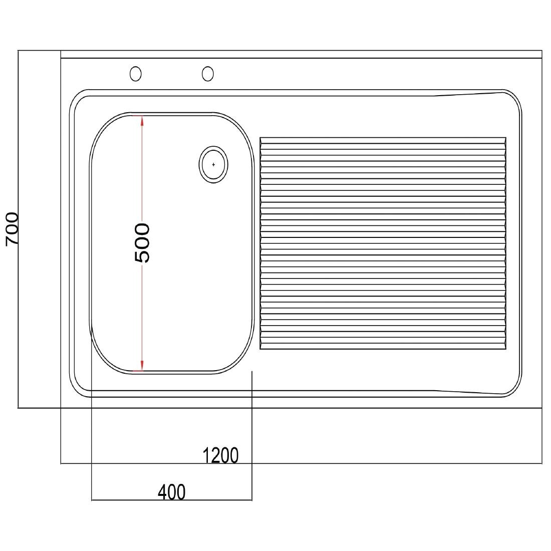 Holmes Fully Assembled Stainless Steel Sink Right Hand Drainer 1200mm