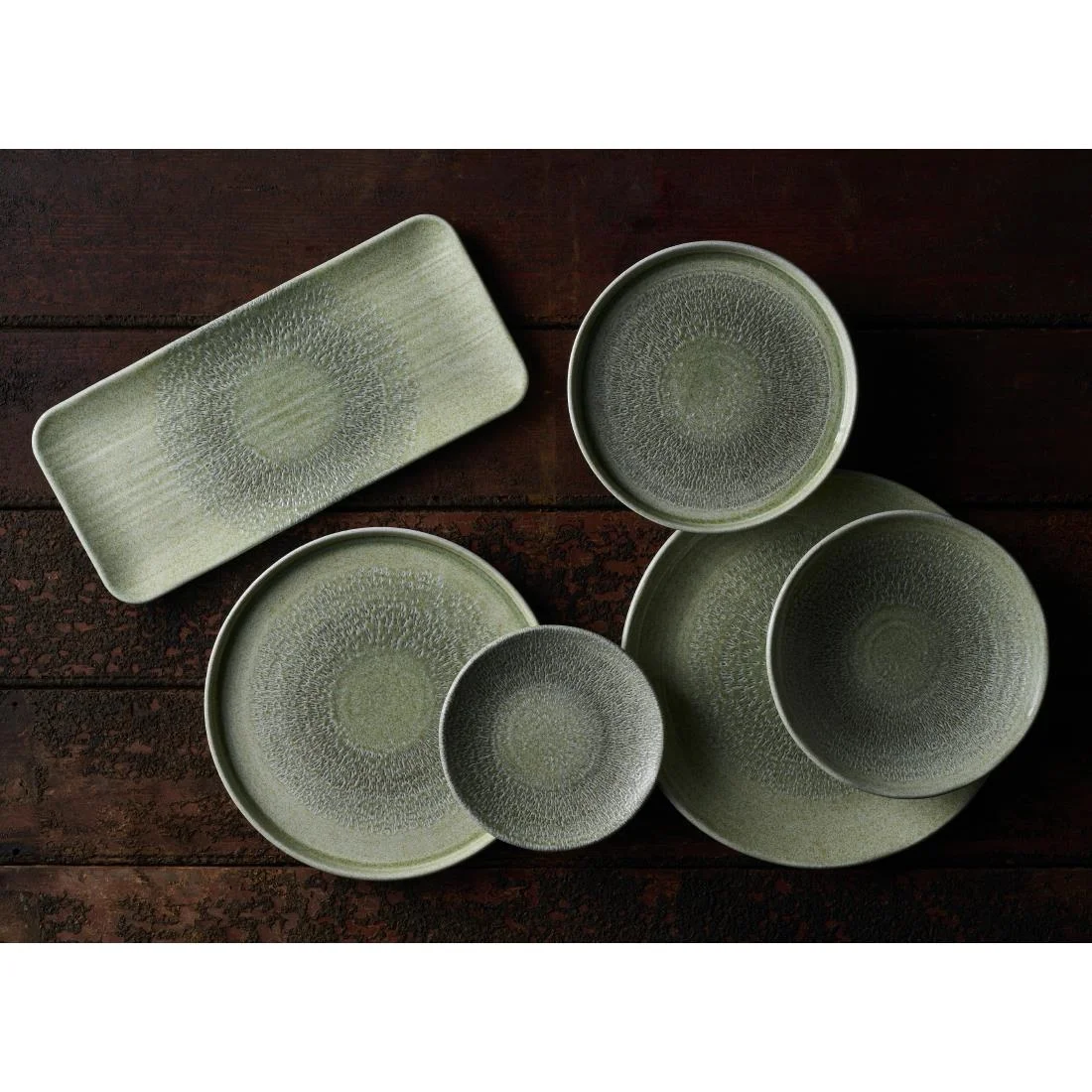 Dudson Harvest Grain Speckled Green Organic Coupe Plates 164mm (12 Pack) - Image 2