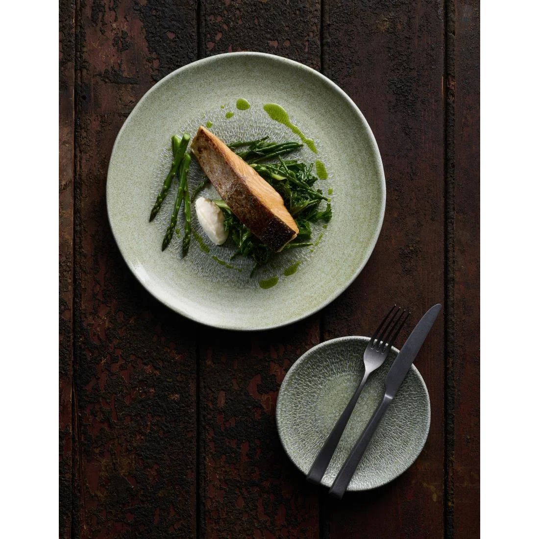 Dudson Harvest Grain Speckled Green Organic Coupe Plates 164mm (12 Pack) - Image 4